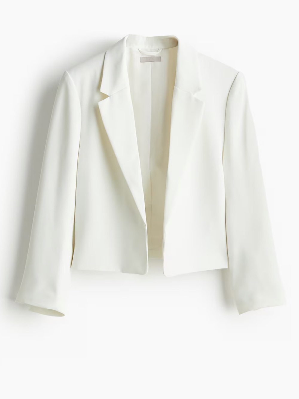 H&M White Cropped Slit Cuff Open Blazer Size Small